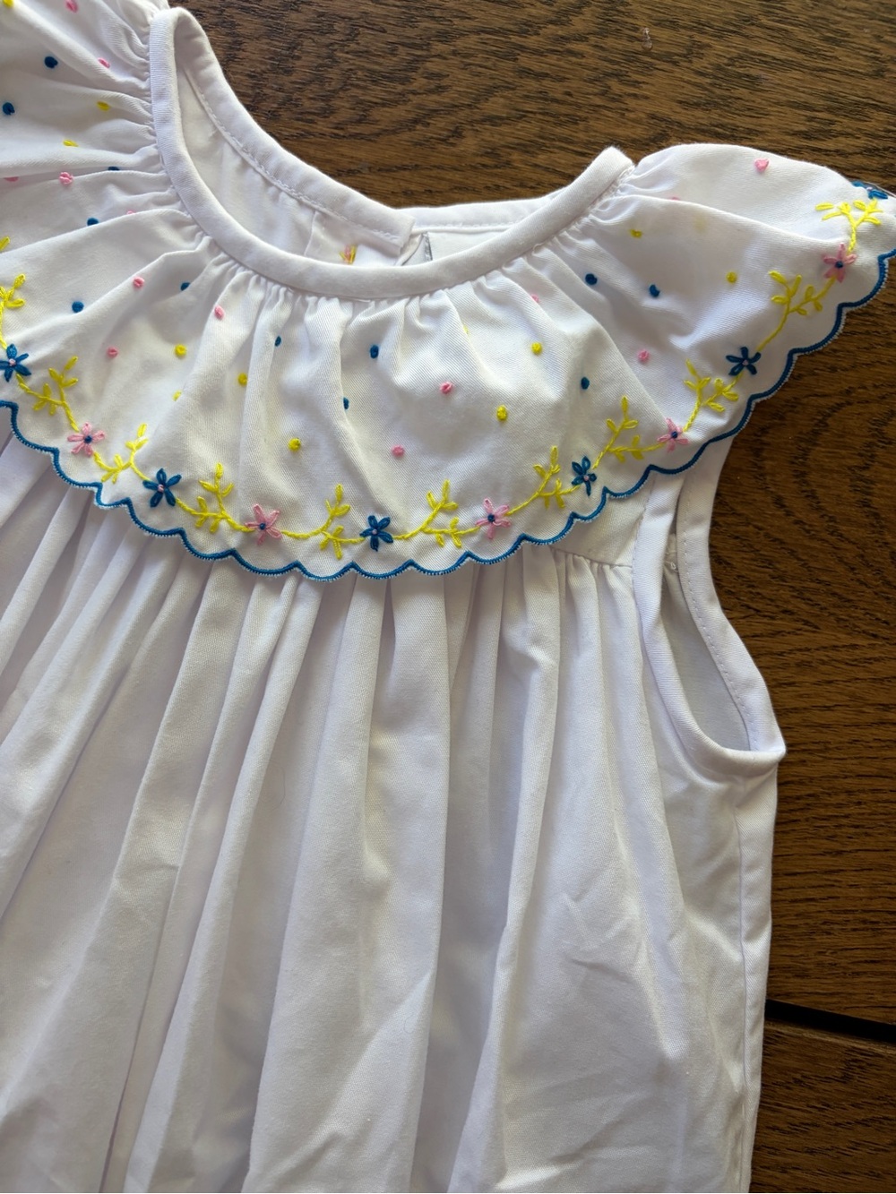 The Proper Peony scallop embroidered collar white dress